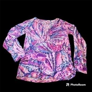 Lilly Pulitzer pastel patterned long sleeve coastal preppy shirt